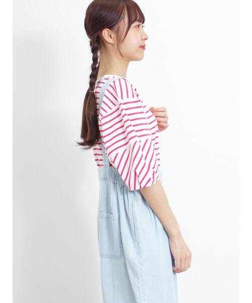 Samansa Mos2(サマンサ モスモス)の「ボーダーコクーンスリーブTシャツ(Tシャツ/カットソー・レディース・ピンク/グリーン/ブルー/オフホワイト・F)」の19枚目の写真