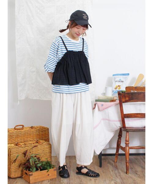 Samansa Mos2(サマンサ モスモス)の「ボーダーコクーンスリーブTシャツ(Tシャツ/カットソー・レディース・ピンク/グリーン/ブルー/オフホワイト・F)」の14枚目の写真