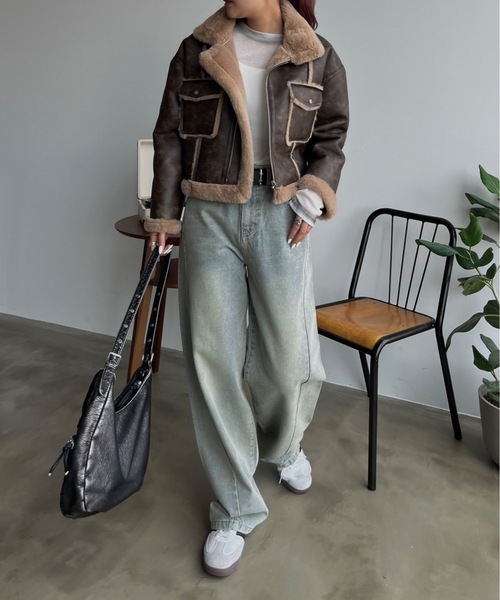 SHAGGIE（シャギー）の「ヴィンテージオーバーダイカーブデニムパンツ（デニムパンツ・レディース・ブルー・XS/S/M）」の12枚目の写真