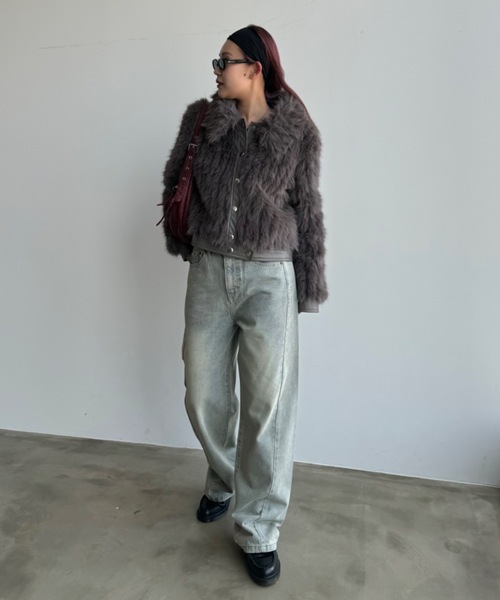 SHAGGIE（シャギー）の「ヴィンテージオーバーダイカーブデニムパンツ（デニムパンツ・レディース・ブルー・XS/S/M）」の14枚目の写真