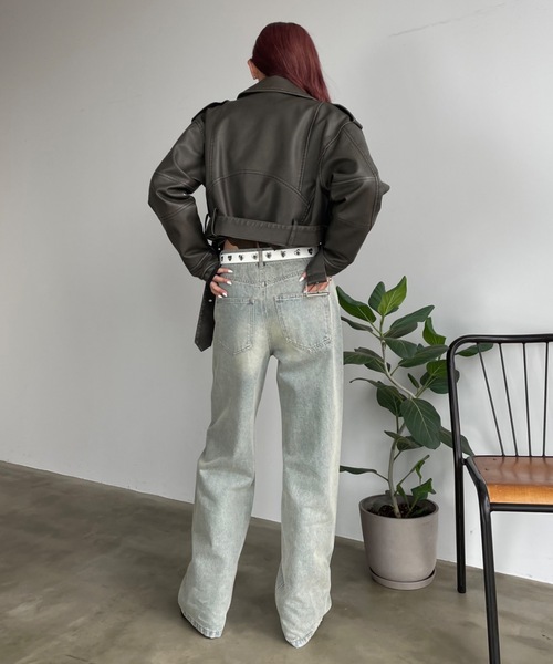 SHAGGIE（シャギー）の「ヴィンテージオーバーダイカーブデニムパンツ（デニムパンツ・レディース・ブルー・XS/S/M）」の5枚目の写真