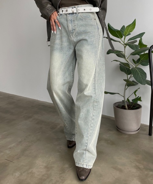 SHAGGIE（シャギー）の「ヴィンテージオーバーダイカーブデニムパンツ（デニムパンツ・レディース・ブルー・XS/S/M）」の2枚目の写真