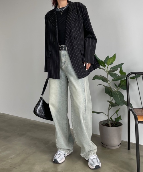 SHAGGIE（シャギー）の「ヴィンテージオーバーダイカーブデニムパンツ（デニムパンツ・レディース・ブルー・XS/S/M）」の6枚目の写真