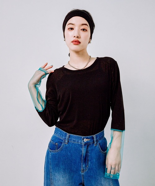 LEPSIM（レプシィム）の「袖切り替えプルオーバー　140912（Tシャツ/カットソー・レディース・オフホワイト/ブラック×グリーン/ブルー/ホワイト×ブルー/ブラック×レッド/ブラック系その他/ブラック×ブルー/ホワイト×イエロー/ホワイト×ピンク/オレンジ/レッド/レオパード/ブラック系その他2/ホワイト系その他/ブラック×グレー/ホワイト×ブラック/ホワイト×ホワイト/グレー×ピンク/ブラック系その他3/ブラック系その他5/ホワイト系その他2/ブラック系その他4/ブラック×イエロー・FREE）」の13枚目の写真