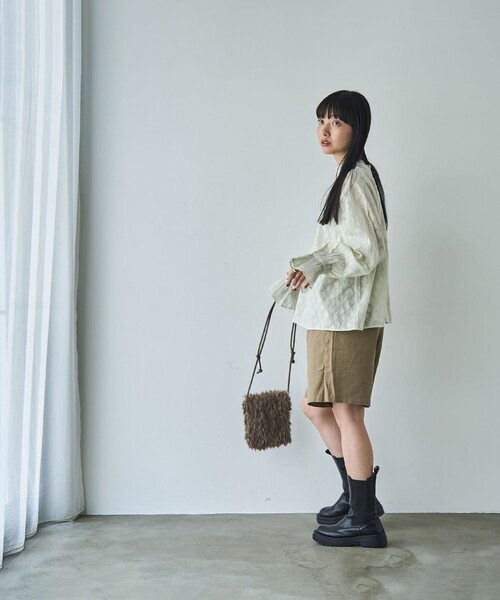 coen（コーエン）の「MARKET（マーケット）カットジャガード2wayフリルブラウス（シャツ/ブラウス・レディース・ライム/オフホワイト/ブラック・M/L）」の19枚目の写真