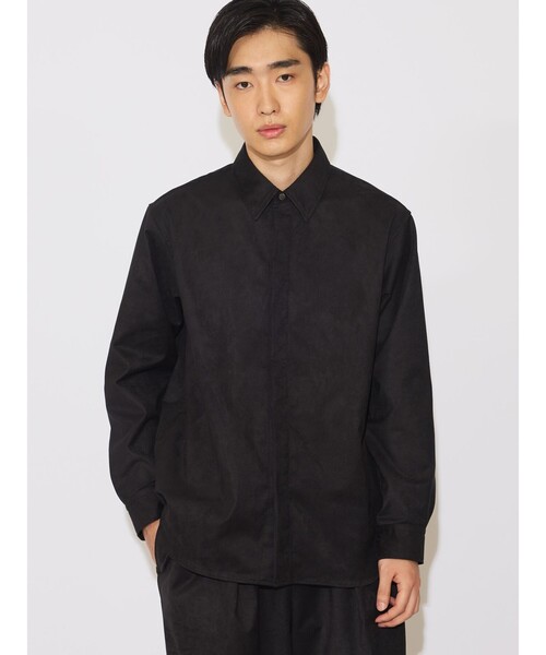 MIDIUMISOLID(ミディウミソリッド)の「MIDIUMISOLID Men’s スエードライクシャツ(シャツ/ブラウス・メンズ・ブラック/ブラウン・48)」の2枚目の写真