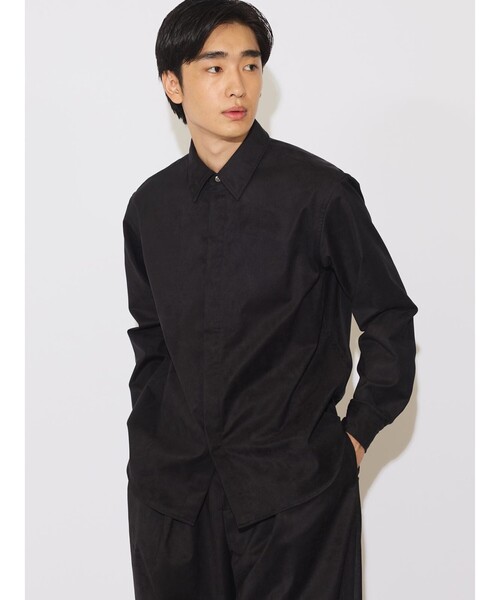 MIDIUMISOLID(ミディウミソリッド)の「MIDIUMISOLID Men’s スエードライクシャツ(シャツ/ブラウス・メンズ・ブラック/ブラウン・48)」の6枚目の写真