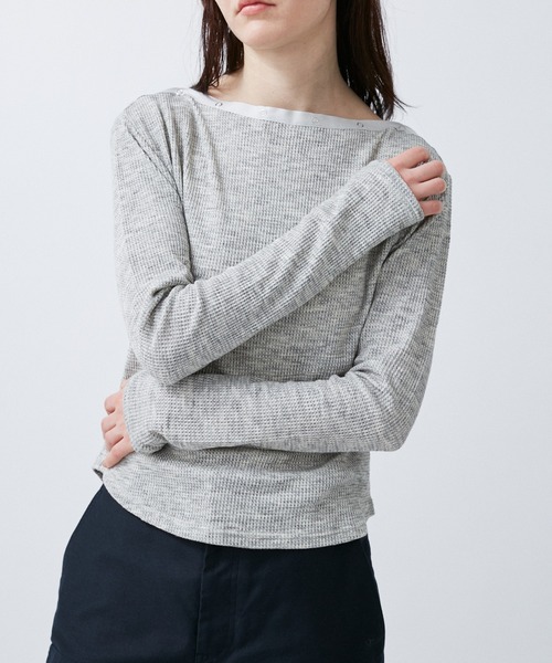 abeundmor EYELET WAFFLE TOPS【GREY】 abeundmor EYELET WAFFLE TOPS【GREY】 Waffle Knit Lounge Top