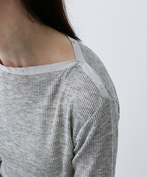 ABEUNDMOR EYELET WAFFLE TOPS グランジ 平成ギャル EYELET WAFFLE BOATNECK L/S TOPS（Tシャツ/カットソー）｜M TO