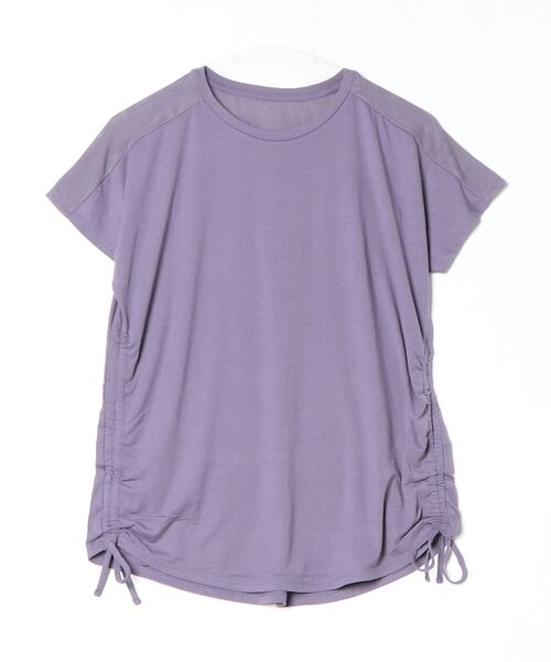 TIGORA(ティゴラ)の「ティゴラ TIGORA フィットネス サイドシャーリング半袖Tシャツ(Tシャツ/カットソー・レディース・ブラック/ネイビー/ラベンダー/アイボリー・S/M/L/XL)」の4枚目の写真