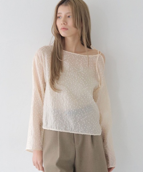 CLEIO（クレイオ）の「【CLEIO】オフショルダードットシアーブラウス 