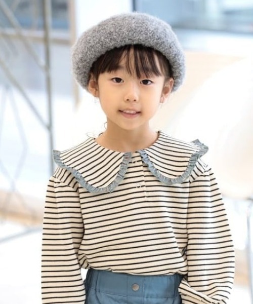 BEAMS mini（ビームスミニ）の「シープ ベレー帽 2024FW（ハンチング/ベレー帽・キッズ・ベージュ/ネイビー/ライトグレー・ONE SIZE）」の2枚目の写真