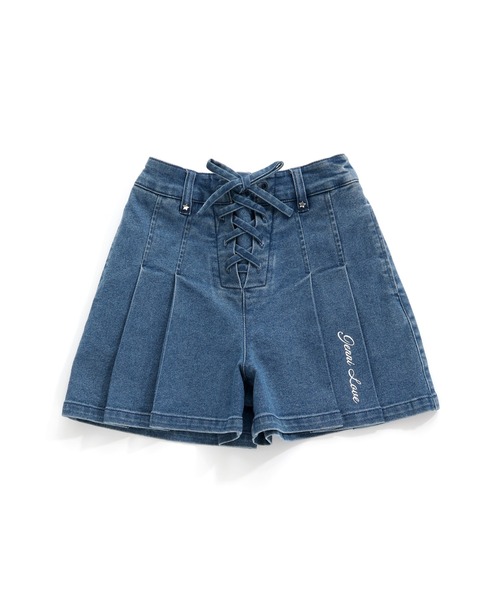 JENNI love(ジェニィラブ)の「【ウエスト調整可】レースアッププリーツデニムキュロット(デニムパンツ・キッズ・ブルー/ネイビー・160cm/150cm/140cm/130cm)」の14枚目の写真