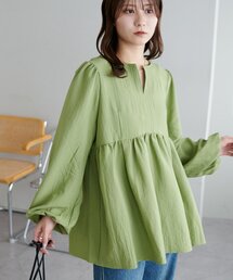 【WEB限定】キーネックペプラムブラウス