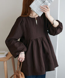 【WEB限定】キーネックペプラムブラウス