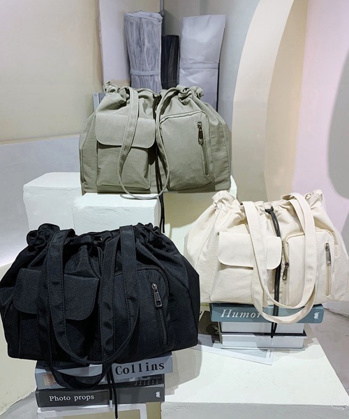 Miniministore（ミニミニストア）の「ナイロン巾着バッグ トートバッグ 大容量（トートバッグ・レディース・ブラック/カーキ/アイボリー・FREE）」の11枚目の写真