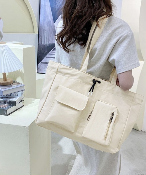 Miniministore（ミニミニストア）の「ナイロン巾着バッグ トートバッグ 大容量（トートバッグ・レディース・ブラック/カーキ/アイボリー/ロイヤルブルー/ダークグレー・FREE）」の6枚目の写真