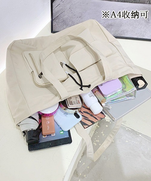 Miniministore（ミニミニストア）の「ナイロン巾着バッグ トートバッグ 大容量（トートバッグ・レディース・ブラック/カーキ/アイボリー/ロイヤルブルー/ダークグレー・FREE）」の9枚目の写真