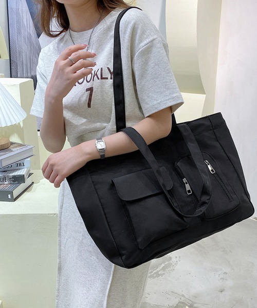 Miniministore（ミニミニストア）の「ナイロン巾着バッグ トートバッグ 大容量（トートバッグ・レディース・ブラック/カーキ/アイボリー/ロイヤルブルー/ダークグレー・FREE）」の12枚目の写真