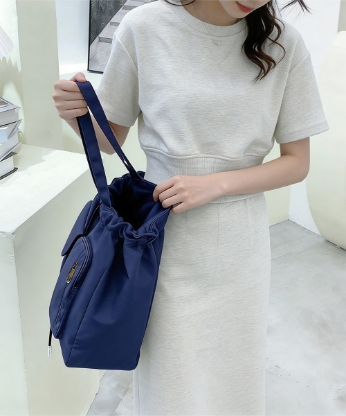 Miniministore（ミニミニストア）の「ナイロン巾着バッグ トートバッグ 大容量（トートバッグ・レディース・ブラック/カーキ/アイボリー/ロイヤルブルー/ダークグレー・FREE）」の21枚目の写真