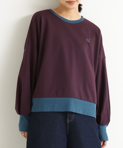 n'OrLABEL(ノアールレーベル)の「『袖ボリュームワンポイント刺繍スウェット』(スウェット・レディース・モカ/チャコールグレー/杢グレー/ダークパープル・FREE)」の1枚目の写真