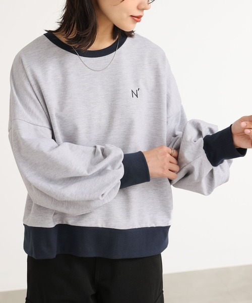 n'OrLABEL(ノアールレーベル)の「『袖ボリュームワンポイント刺繍スウェット』(スウェット・レディース・モカ/チャコールグレー/杢グレー/ダークパープル・FREE)」の21枚目の写真