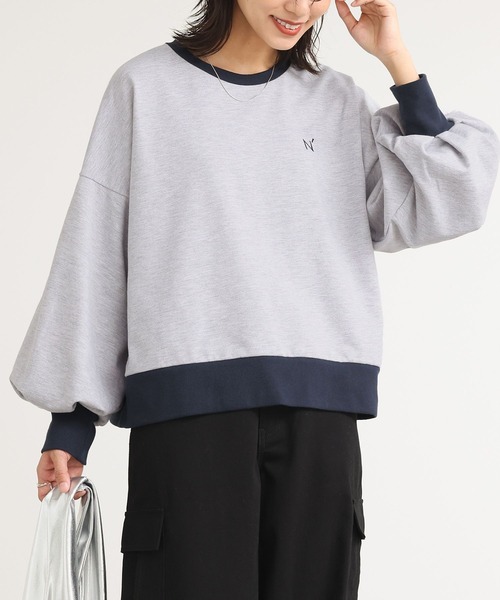 n'OrLABEL(ノアールレーベル)の「『袖ボリュームワンポイント刺繍スウェット』(スウェット・レディース・モカ/チャコールグレー/杢グレー/ダークパープル・FREE)」の22枚目の写真