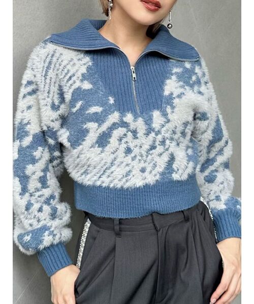 MURUA（ムルーア）の「ハーフジップフェザーニット（ニット/セーター・レディース・ブラック/ブルー/その他1/その他2/アイボリー・FREE）」の4枚目の写真