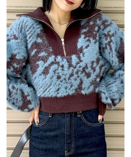 MURUA（ムルーア）の「ハーフジップフェザーニット（ニット/セーター・レディース・ブラック/ブルー/その他1/その他2/アイボリー・FREE）」の5枚目の写真