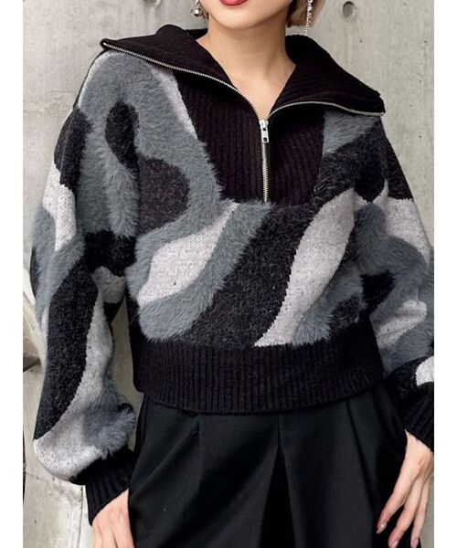 【セール】ハーフジップフェザーニット（ニット/セーター）｜MURUA（ムルーア）