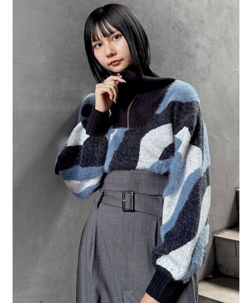 MURUA（ムルーア）の「ハーフジップフェザーニット（ニット/セーター・レディース・ブラック/ブルー/その他1/その他2/アイボリー・FREE）」の17枚目の写真