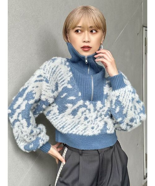 MURUA（ムルーア）の「ハーフジップフェザーニット（ニット/セーター・レディース・ブラック/ブルー/その他1/その他2/アイボリー・FREE）」の12枚目の写真