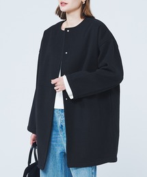 洗える リバー風ノーカラーコート