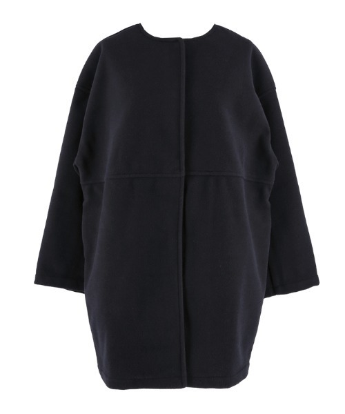 coca（coca）（コカ）の「洗える リバー風ノーカラーコート（ノーカラーコート・レディース・ベージュ/ネイビー・L/M）」の5枚目の写真