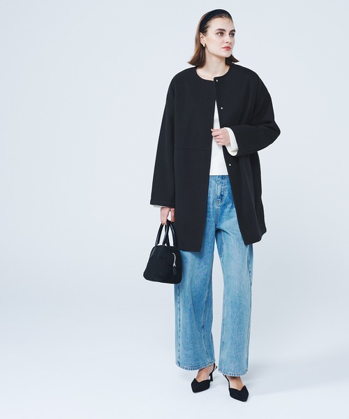 coca（coca）（コカ）の「洗える リバー風ノーカラーコート（ノーカラーコート・レディース・ベージュ/ネイビー・L/M）」の16枚目の写真