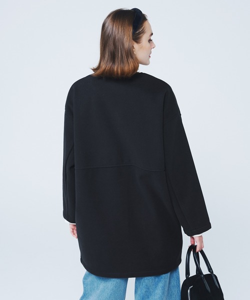 coca（coca）（コカ）の「洗える リバー風ノーカラーコート（ノーカラーコート・レディース・ベージュ/ネイビー・L/M）」の7枚目の写真