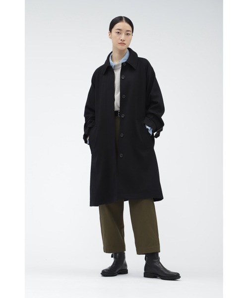 MARGARET HOWELL（マーガレットハウエル）の「MILLED WOOL TWILL（ステンカラーコート・レディース・ネイビー/モカ・2/1/0）」の12枚目の写真