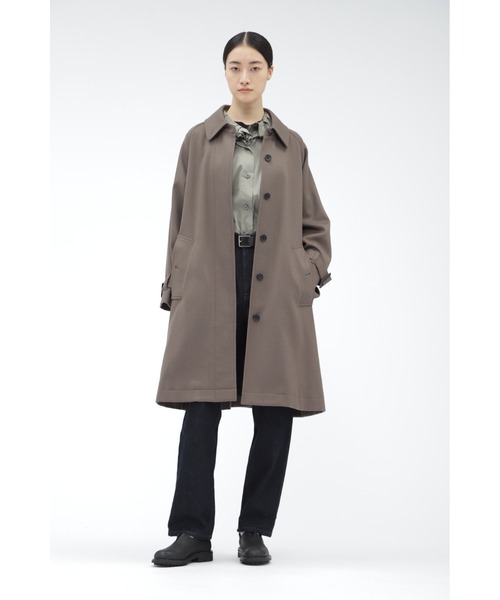 MARGARET HOWELL（マーガレットハウエル）の「MILLED WOOL TWILL（ステンカラーコート・レディース・ネイビー/モカ・2/1/0）」の3枚目の写真