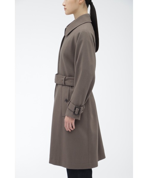 MARGARET HOWELL（マーガレットハウエル）の「MILLED WOOL TWILL（ステンカラーコート・レディース・ネイビー/モカ・2/1/0）」の4枚目の写真