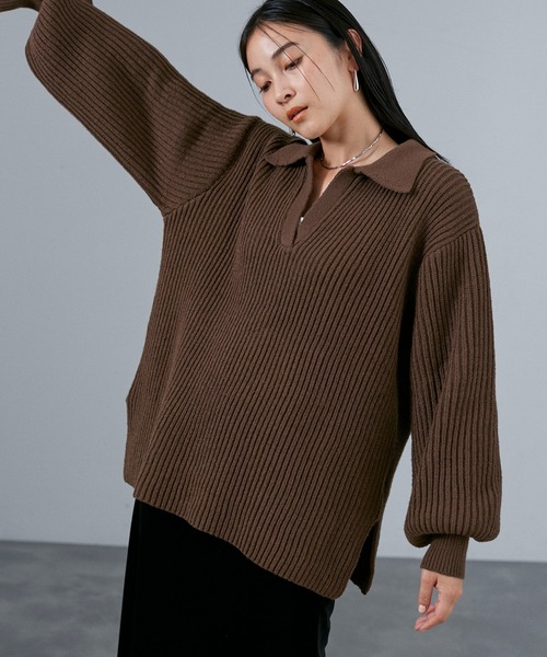CE'E_SE'E（シーシー）の「スキッパーニットポロプルオーバー（ニット