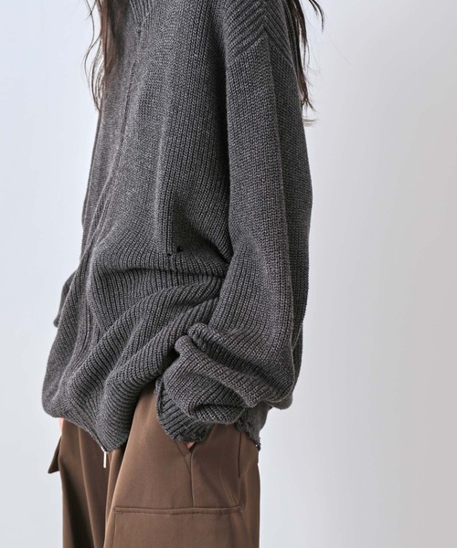 JUNRED（ジュンレッド）の「グランジドライバーズニット（ニット/セーター・レディース・レッド/ブラック/チャコールグレー・L/S/M）」の6枚目の写真