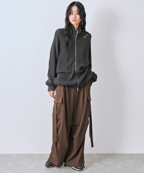 JUNRED（ジュンレッド）の「グランジドライバーズニット（ニット/セーター・レディース・レッド/ブラック/チャコールグレー・L/S/M）」の7枚目の写真