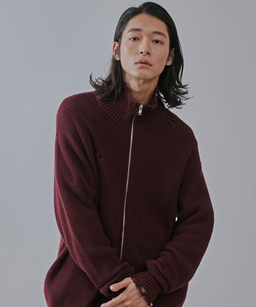 JUNRED（ジュンレッド）の「グランジドライバーズニット（ニット/セーター・レディース・レッド/ブラック/チャコールグレー・L/S/M）」の9枚目の写真