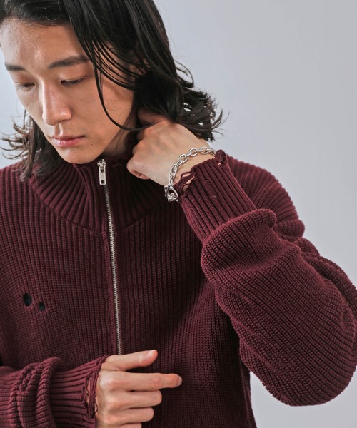 JUNRED（ジュンレッド）の「グランジドライバーズニット（ニット/セーター・レディース・レッド/ブラック/チャコールグレー・L/S/M）」の10枚目の写真