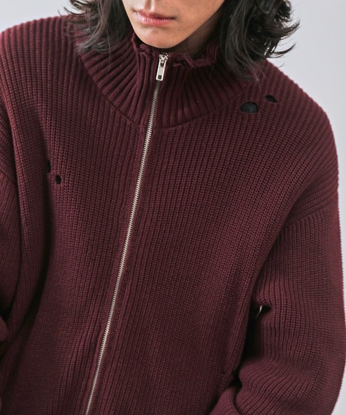 JUNRED（ジュンレッド）の「グランジドライバーズニット（ニット/セーター・レディース・レッド/ブラック/チャコールグレー・L/S/M）」の11枚目の写真