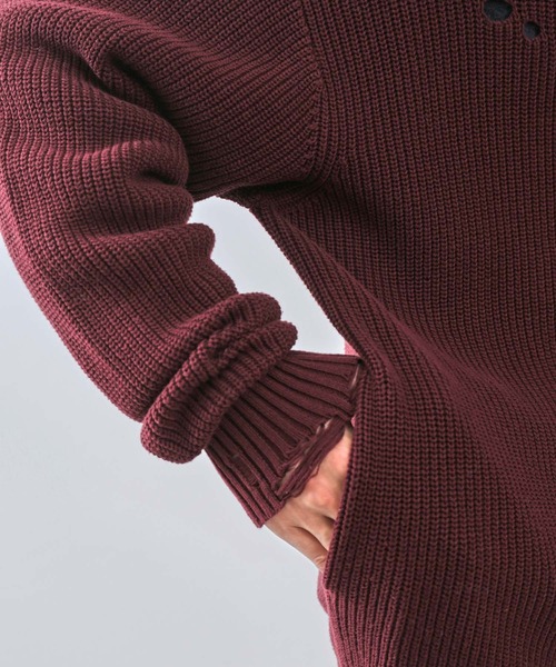 JUNRED（ジュンレッド）の「グランジドライバーズニット（ニット/セーター・レディース・レッド/ブラック/チャコールグレー・L/S/M）」の12枚目の写真