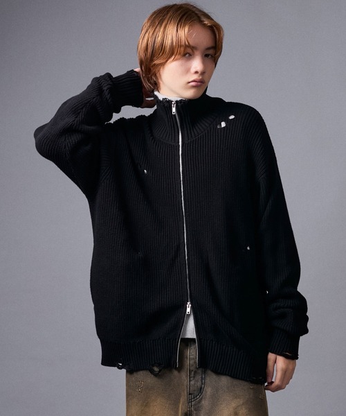 JUNRED（ジュンレッド）の「グランジドライバーズニット（ニット/セーター・レディース・レッド/ブラック/チャコールグレー・L/S/M）」の17枚目の写真