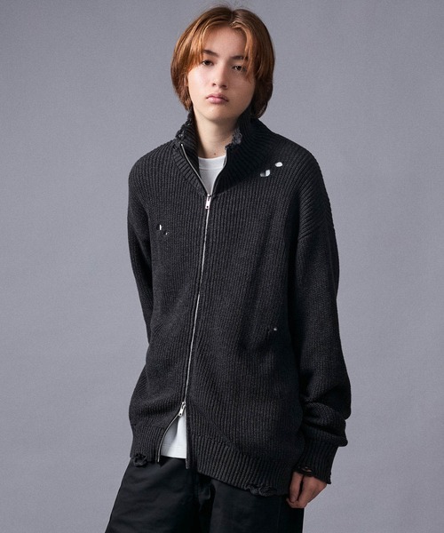 JUNRED（ジュンレッド）の「グランジドライバーズニット（ニット/セーター・レディース・レッド/ブラック/チャコールグレー・L/S/M）」の19枚目の写真