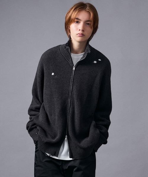 JUNRED（ジュンレッド）の「グランジドライバーズニット（ニット/セーター・レディース・レッド/ブラック/チャコールグレー・L/S/M）」の20枚目の写真