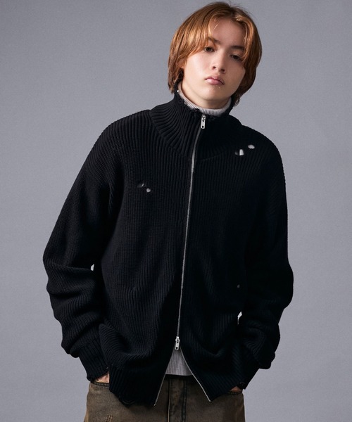 JUNRED（ジュンレッド）の「グランジドライバーズニット（ニット/セーター・レディース・レッド/ブラック/チャコールグレー・L/S/M）」の18枚目の写真